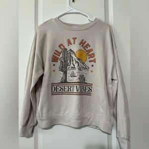 Oversized Graphic Sweatshirt Wild At Heart Tan Size Small